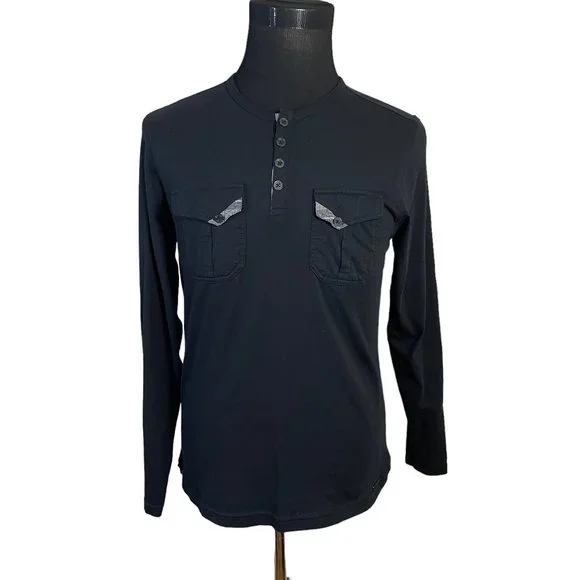 Buckle Black | Men's Athletic Fit Double Front Pockets Long Sleeve Shirt Small - Picture 1 of 6